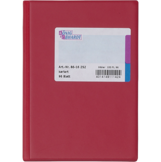 Geschäftsbuch DIN A6, Kunststoff-Einband mit Graupappe, rot